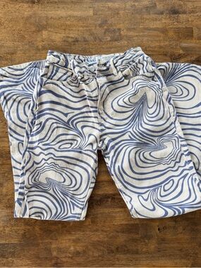 Zara Blue Swirl Wide-Leg Jeans